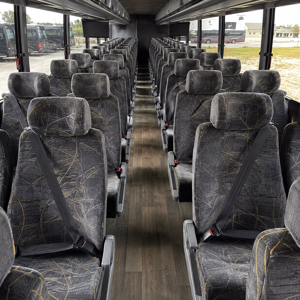 56 passenger charter bus inside